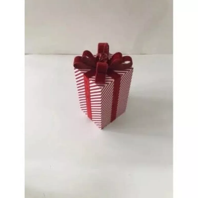 10 Glitter Stripe Gift Box With Jingle Bell