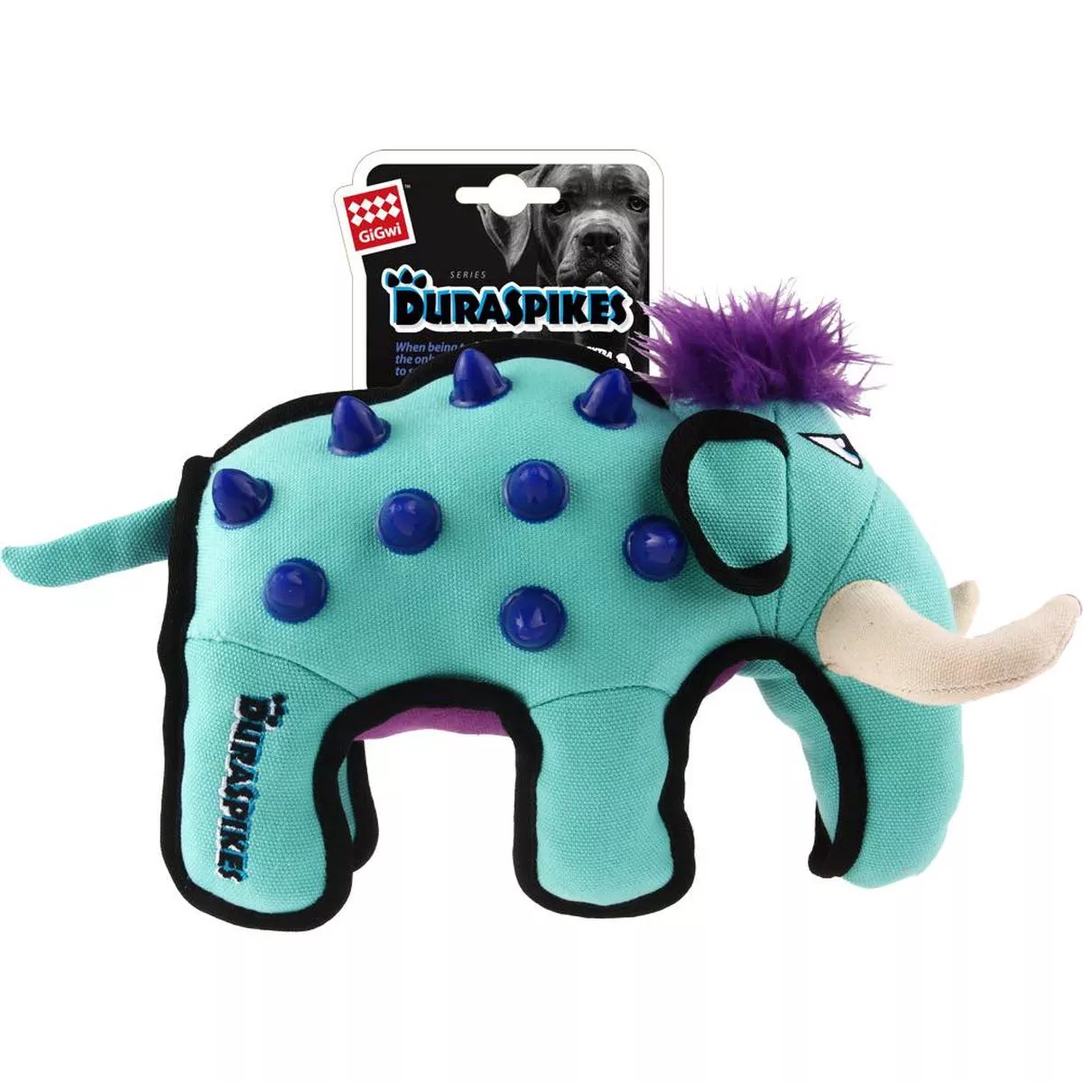 10% OFF: GiGwi Duraspikes Extra Durable Plush Dog Toy (Light Blue Elephant)