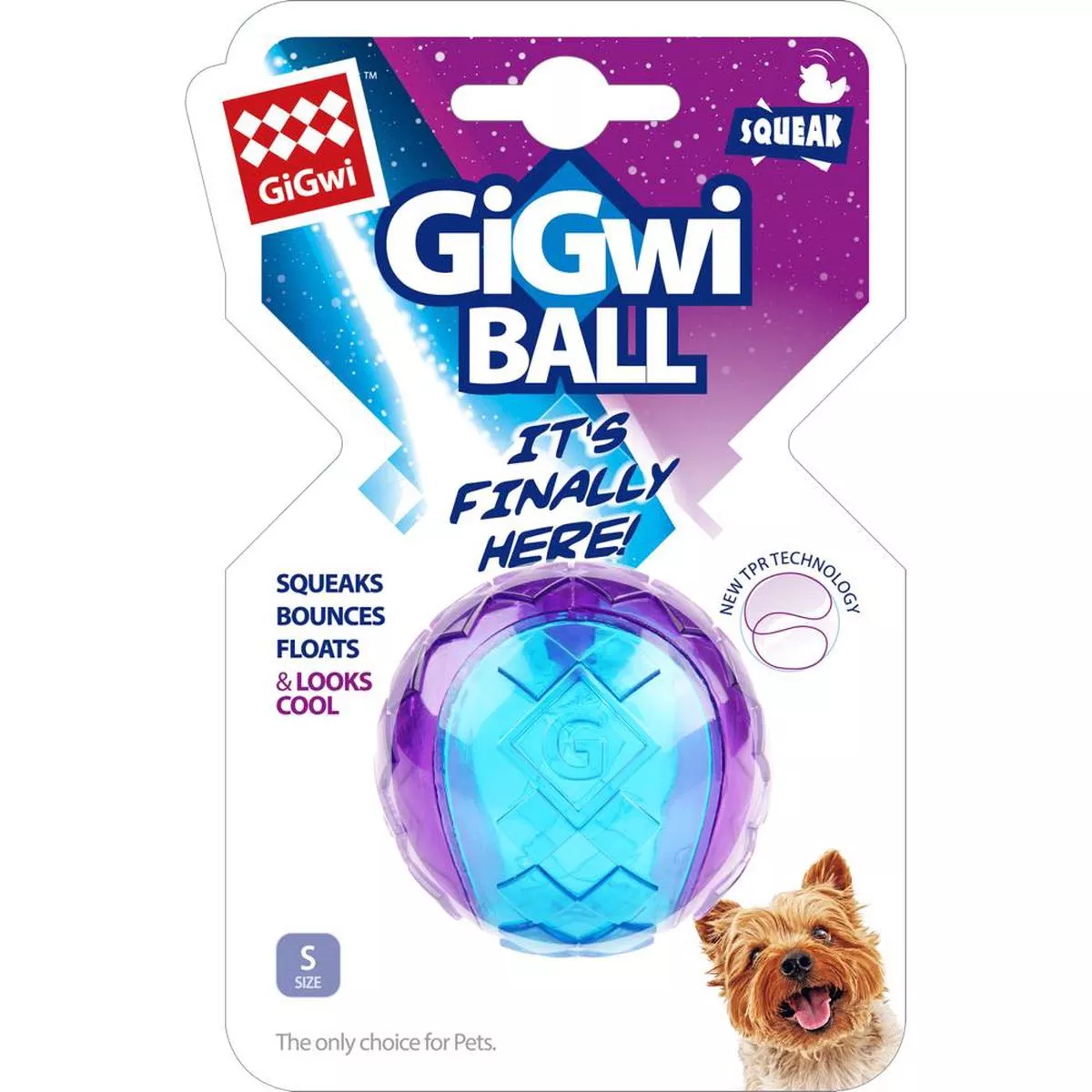 10% OFF: GiGwi Squeaky Ball Dog Toy (Purple/Blue)