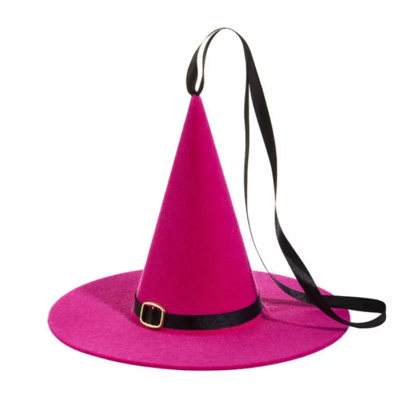 10 Pink Flocked Witch Hat