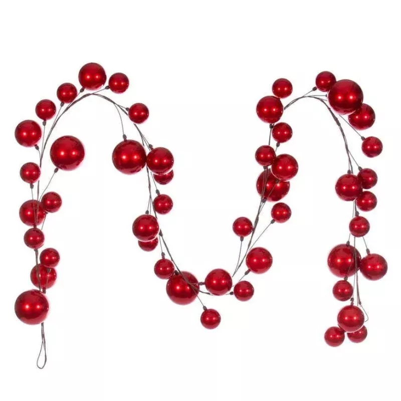 10′ Red Candy Branch Ball Garland