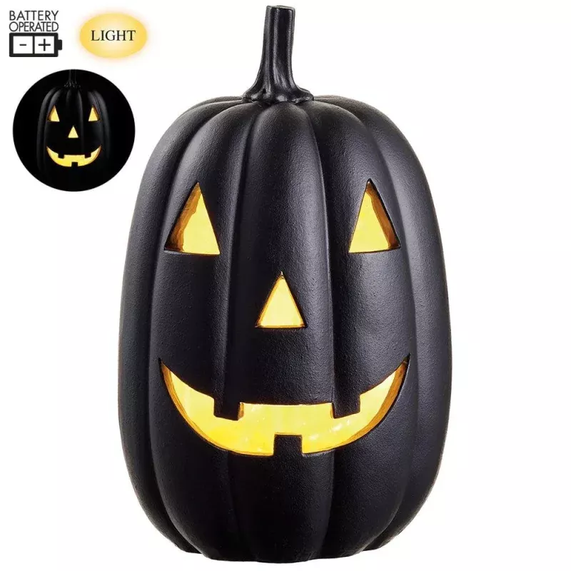 11 Battery Operated Jack-O-Lantern With Light Black