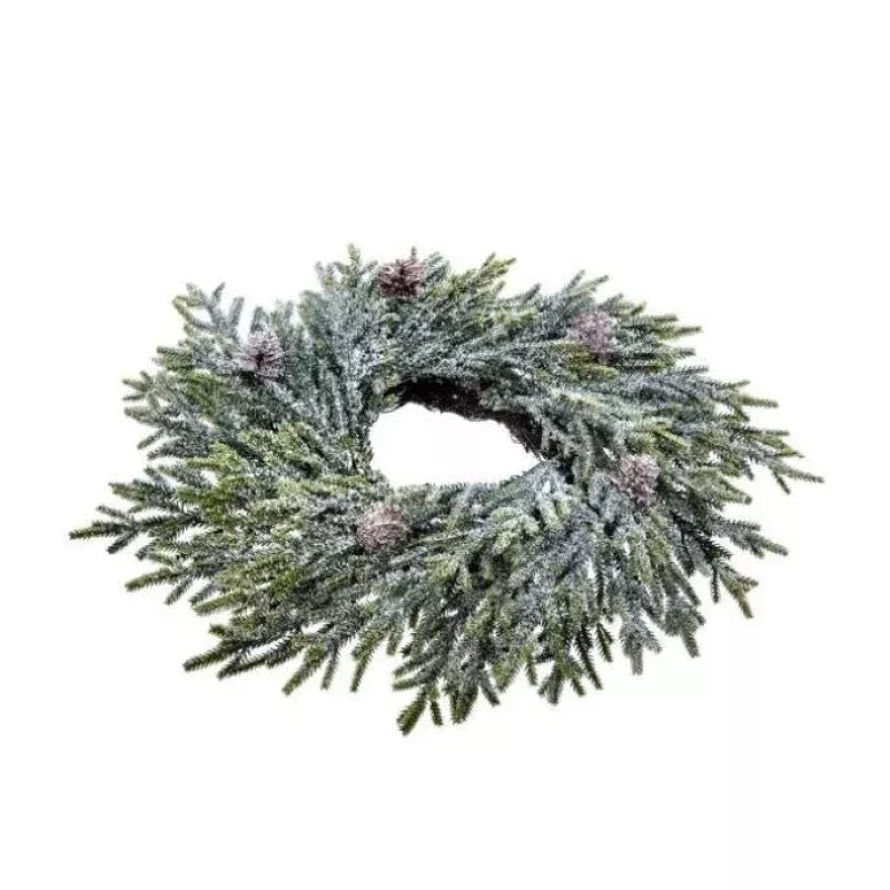 12 Frosted Mini Fir With Cones Candle Ring