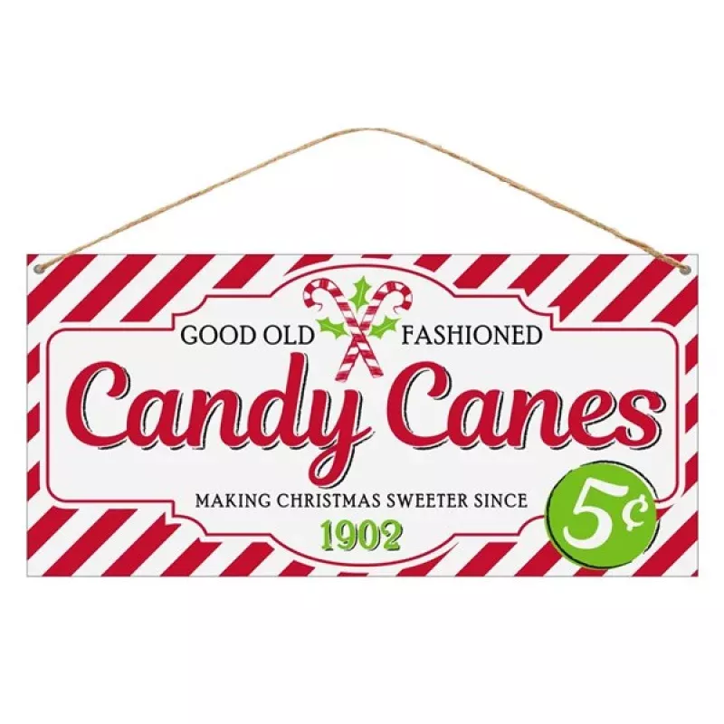 12L X 6H Tin Candy Canes Sign