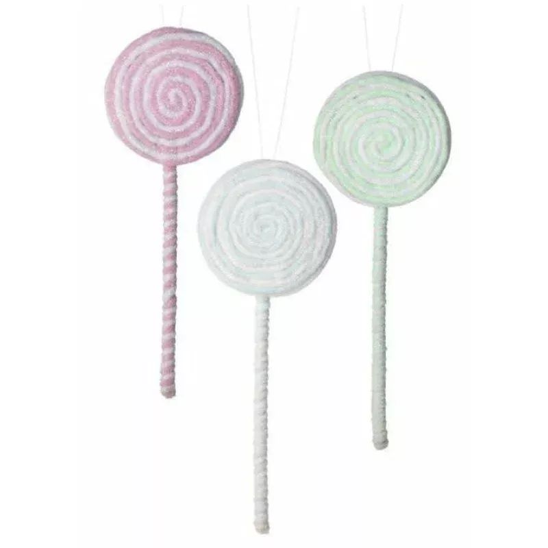 14 Frosted Pastel Lollipop Ornament