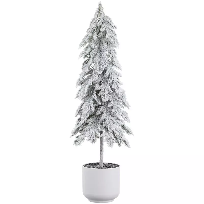23 Snowed Pine Tree in Plastic Pot White Green