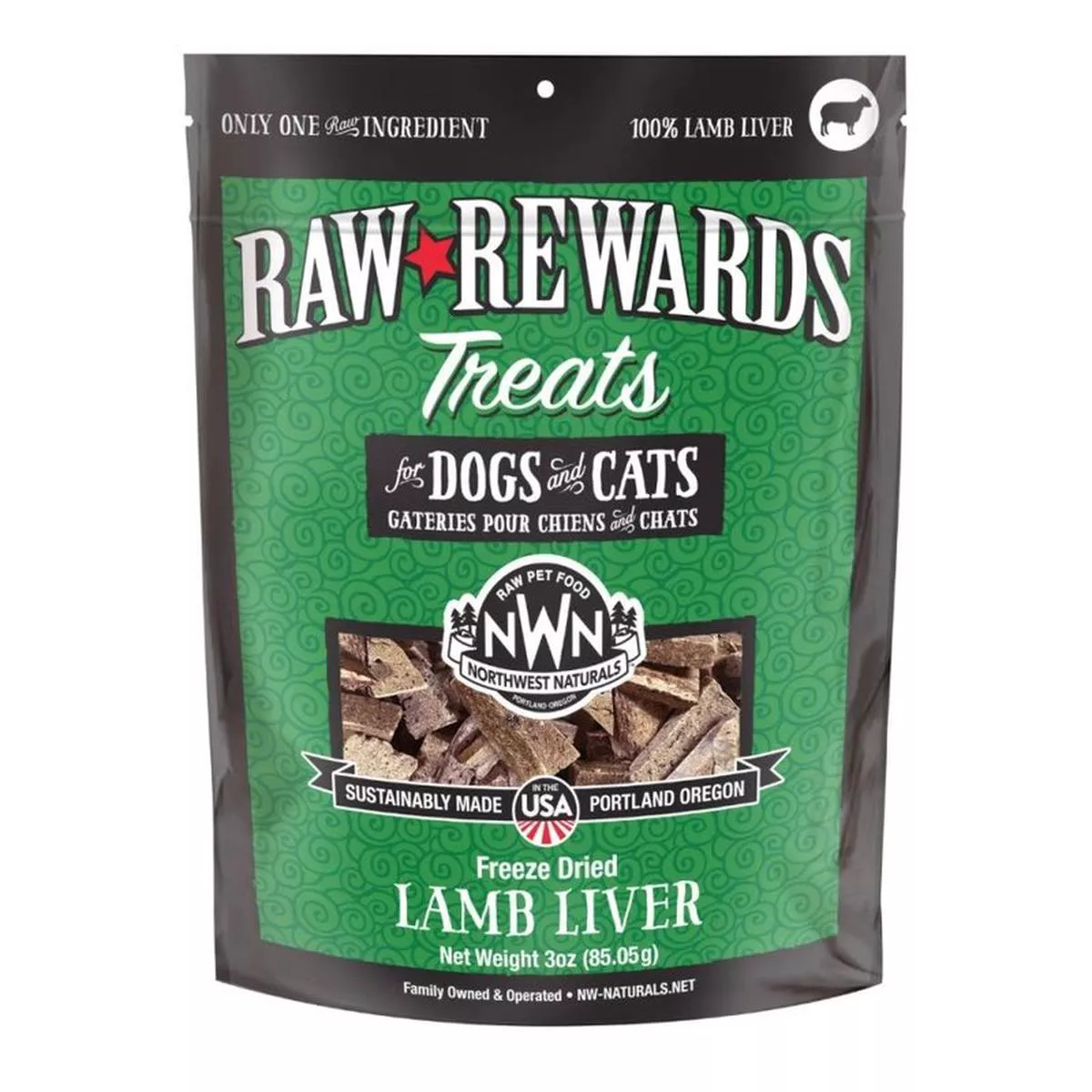‘25% OFF (Exp 14Aug26)’: Northwest Naturals Raw Rewards Lamb Liver Freeze-Dried Dog & Cat Treats 3oz