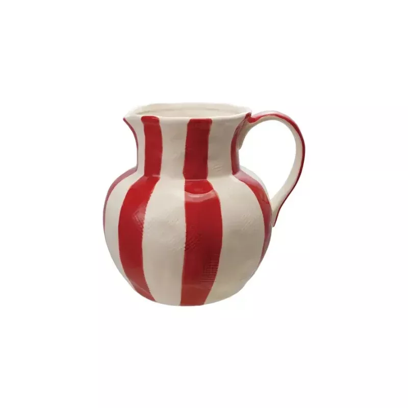 3.5 Qtz Stoneware Pitcher With Stripes