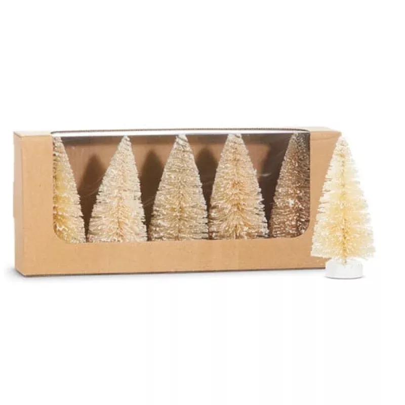 4 Box of Snowy Natural Bottle Brush Trees