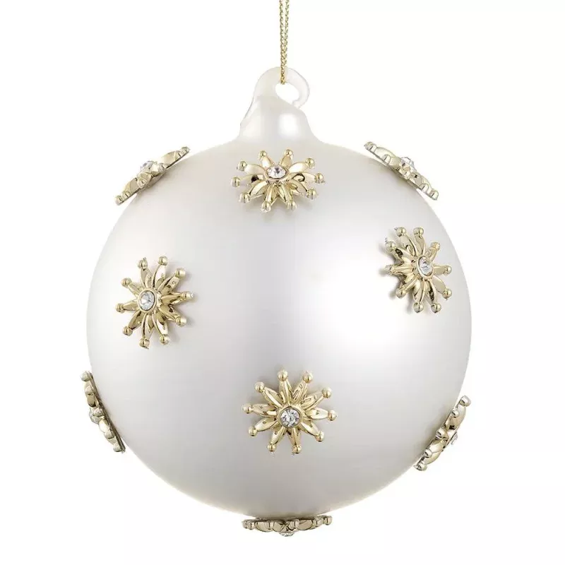 4 Diamond Glass Ball Ornament Pearl