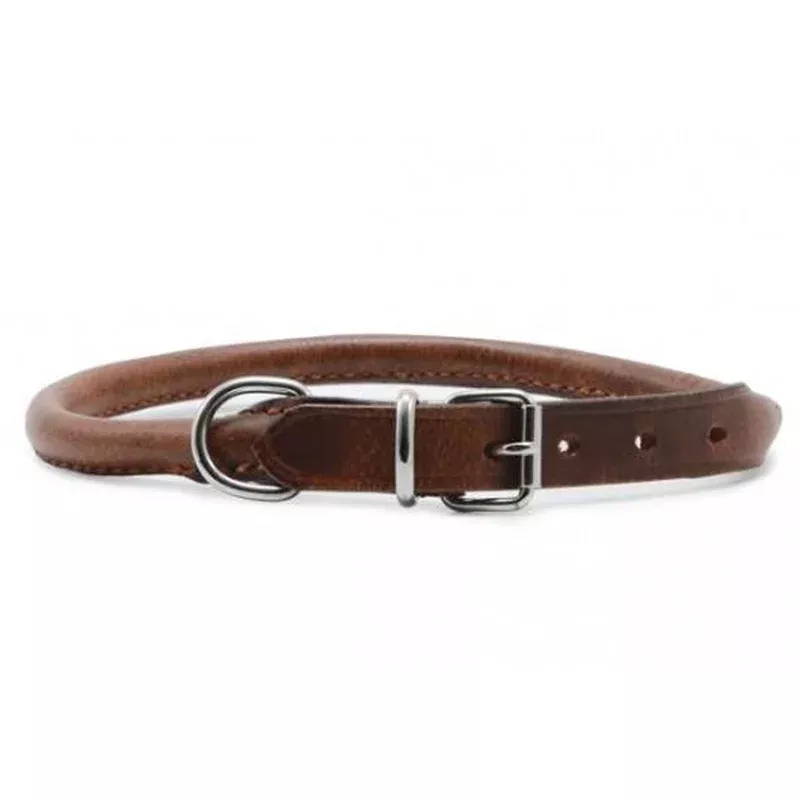 Ancol Leather Dog Collar Round