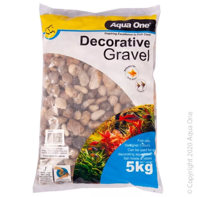 AQUA ONE DECORATIVE GRAVEL 5KG NATURAL POLISHED STONE