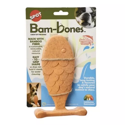 Bam-Bone, Bam-Bone Fish Salmon Dog Toy, Salmon,5.5 Inches