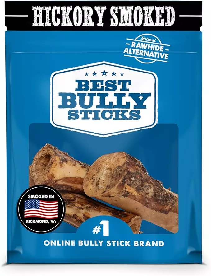 Best Bully Sticks Hickory Smoked Marrow Bones – 3 Count (Pack of 1) – No Additives, Long-Lasting, Great for Large Breeds