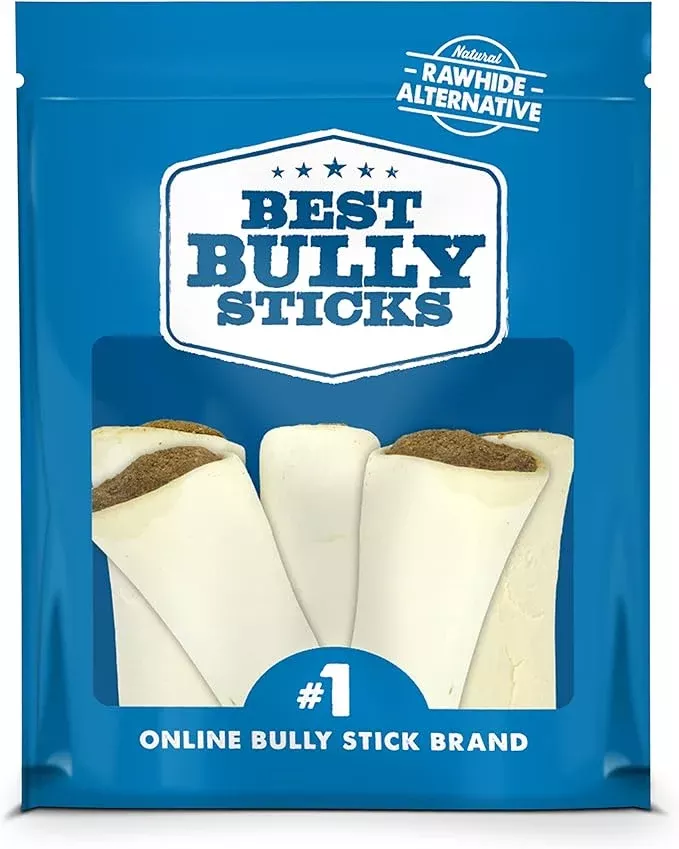 Best Bully Sticks Peanut Butter Filled Bones – 3-4 Inch 5 Count (Pack of 1) – Long Lasting, Refillable Stuffed Dog Bone Treats for Dogs