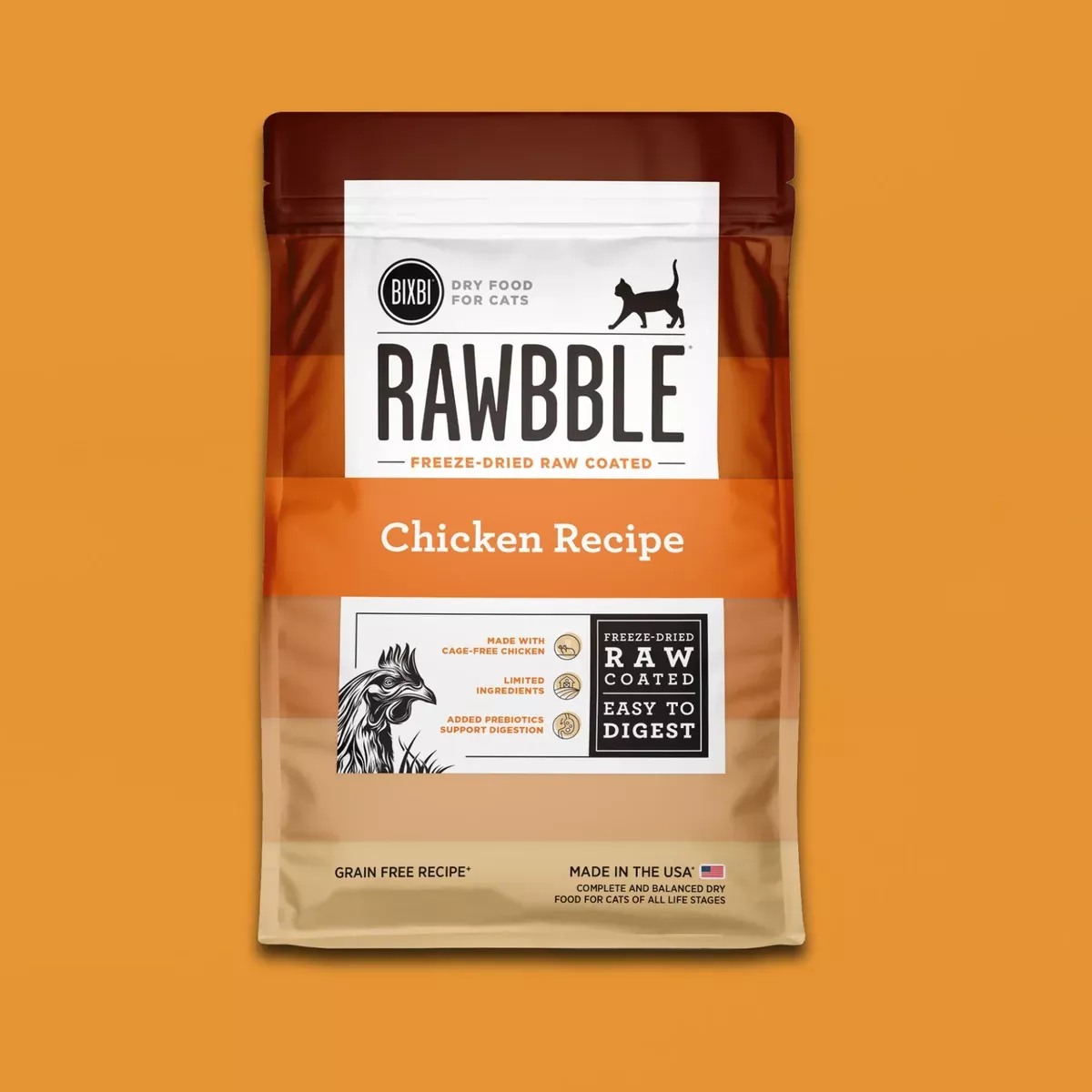 Bixbi Rawbble Raw Coated Kibble Dry Cat Food -Chicken - 10lb Bag