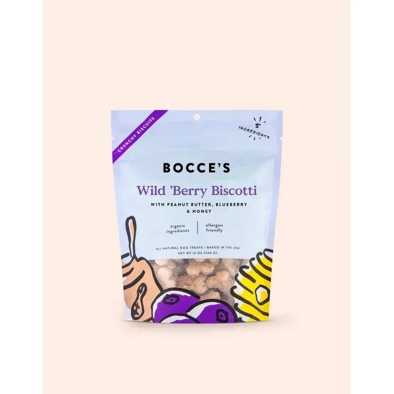Bocce’s Bakery Wild ‘Berry Biscotti Biscuits 12-oz, Dog Treat