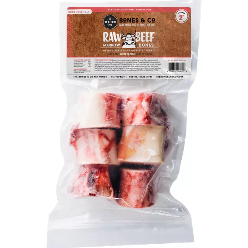 Bones & Co 2″ Beef Marrow Bones, Dog Chew, 6pk