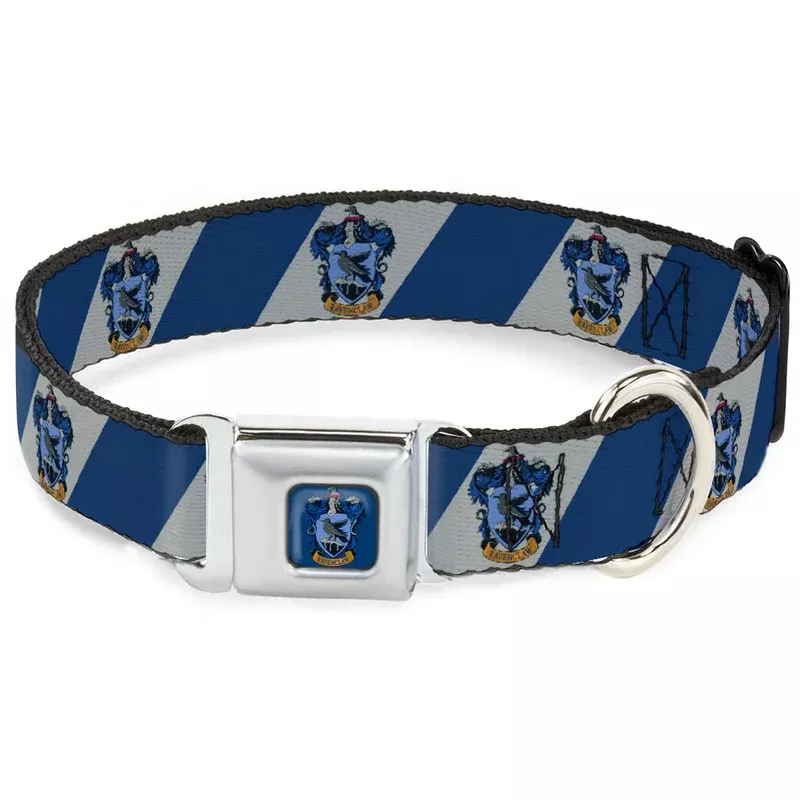 Buckele-Down RAVENCLAW Crest Full Color Blue Seatbelt Buckle Collar 9.5-13″