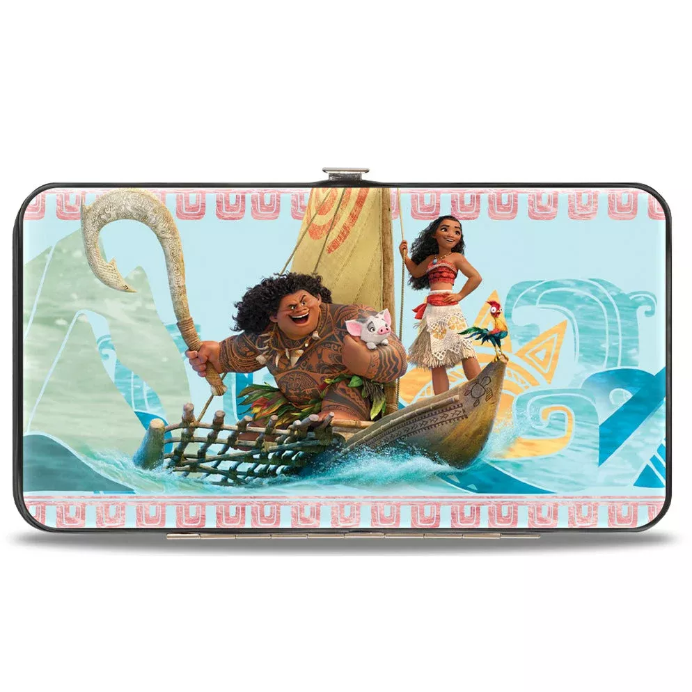 Buckle-Down Hinged Wallet – Moana Voyage Group Pose Tribal Icons Collage