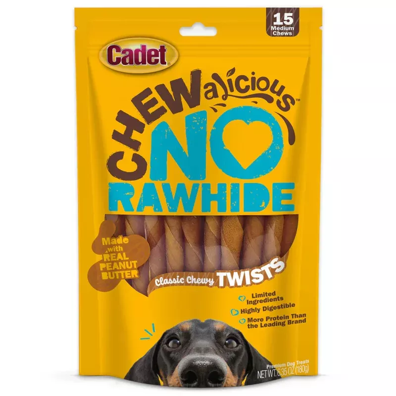 Cadet Chewalicious Rawhide-Free Natural Classic Chewy Twists, Dog Chews