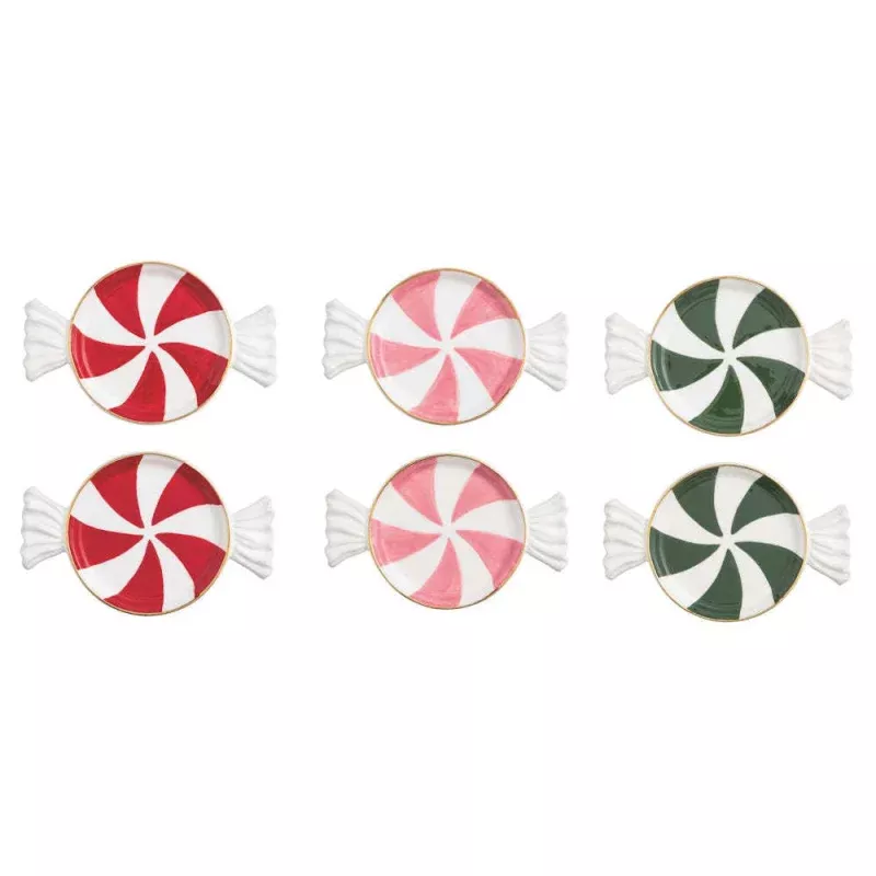 Candy Tidbit Plates|Green&Pink&Red