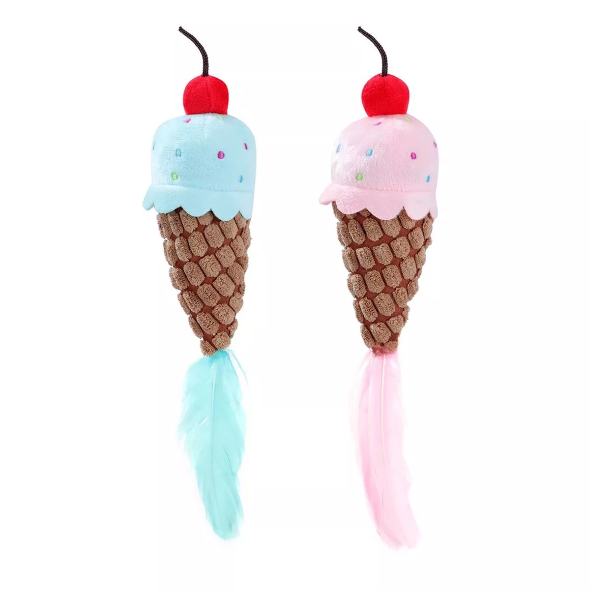 Cara Cat Ice Cream Cone Plush Cat Toy2 Assorted (28cm)