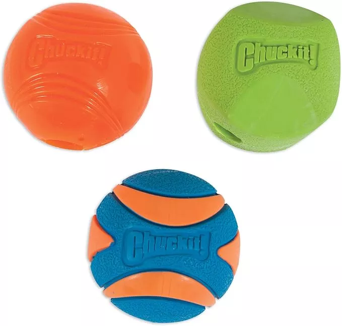 Chuckit! Fetch Pack Dog Ball Dog Toys, Medium (2.5 Inch) Pack of 3, for Medium Breeds, Includes Erratic, Strato and Ultra Squeaker Balls