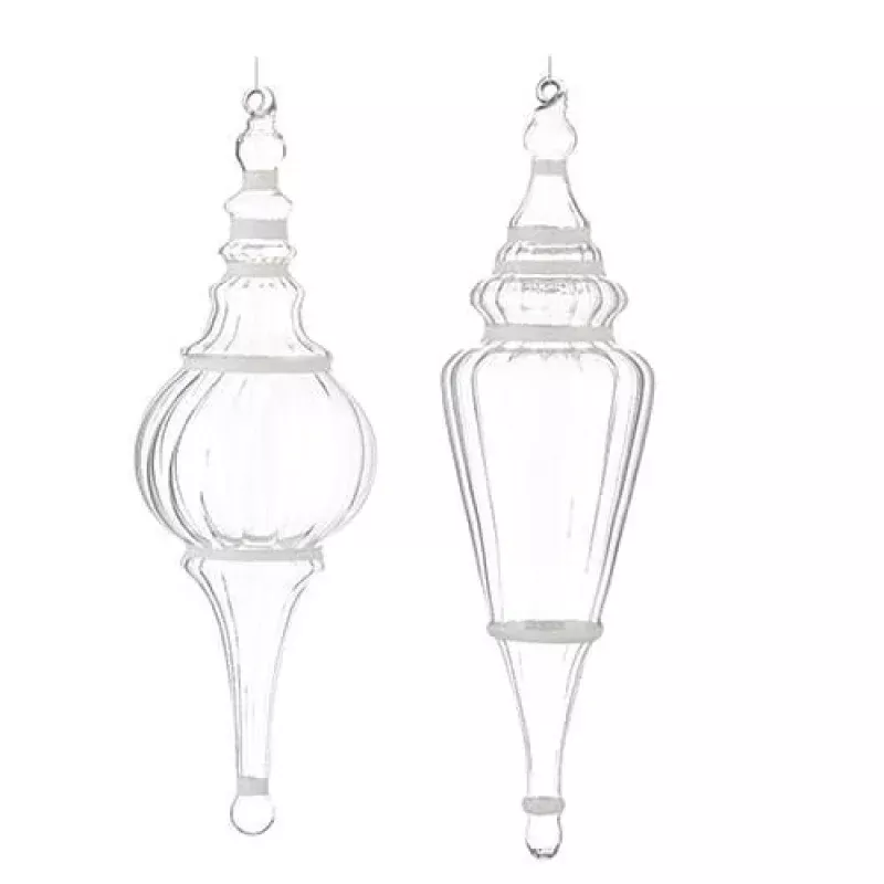 Clear Finial with Glitter Ornament-sold individually
