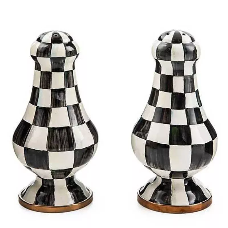 Courtly Check Enamel Large Salt & Pepper Shakers Set