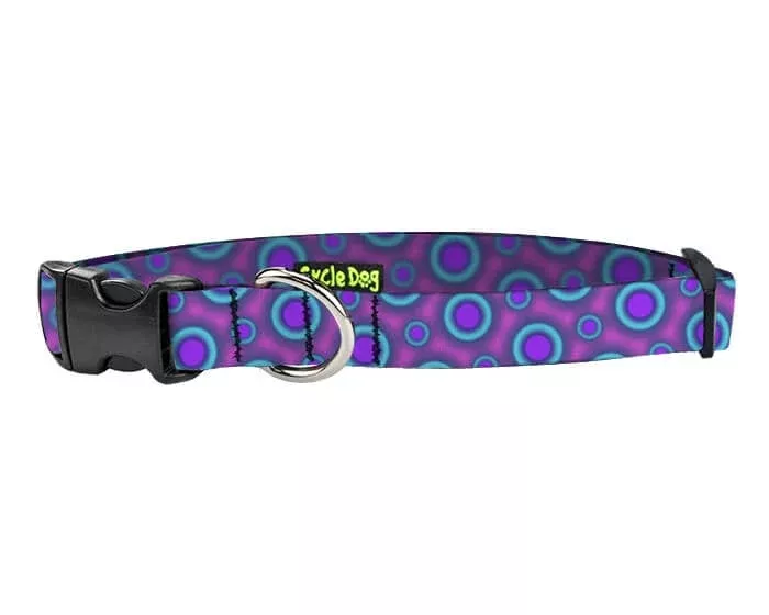 Cycle Dog Ecoweave Dog Collar – M – Blue/Purple Space Dots