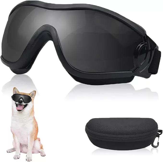 Dog Sunglasses Pet Goggles for Medium Large UV Protection Wind Protection Dust Protection Adjustable Strap Dog Glasses Suitable for Snow Beach Motorcycle (Pink Frame Transparent)