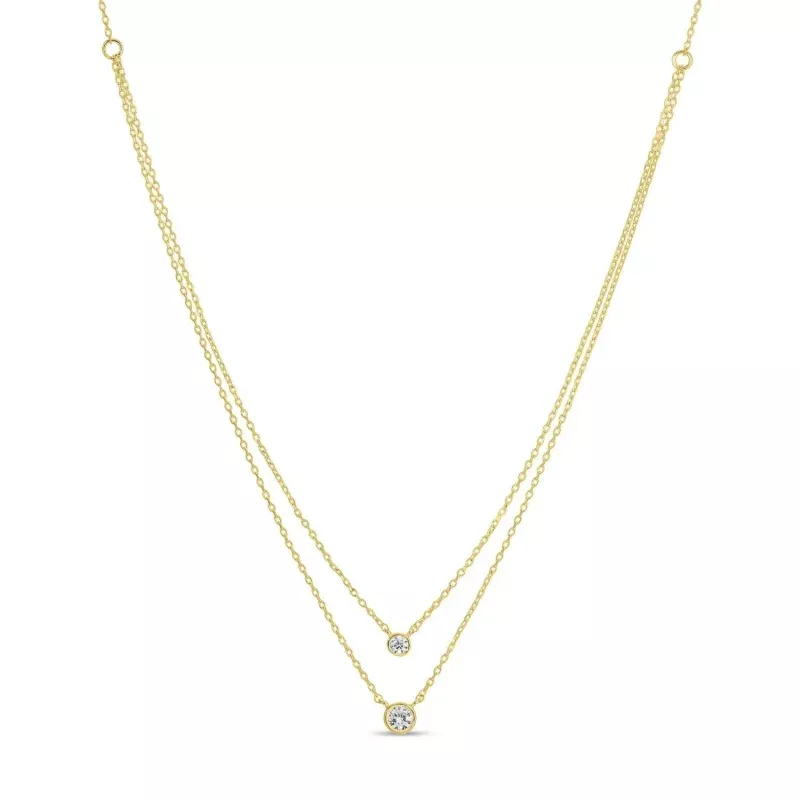Double Layer Appeal Framed CZ Necklace