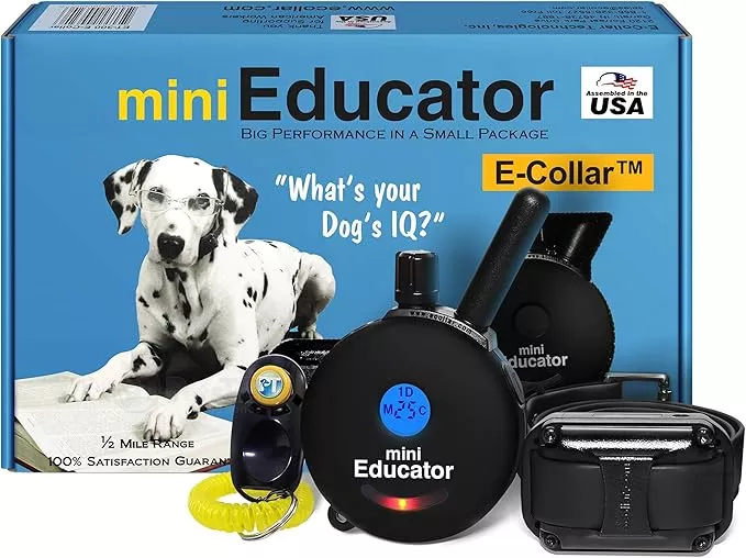 Educator ET-300 Black Mini E Collar for Dog Training with Remote – 1/2 Mile Range, Waterproof, 100 Blunt Stimulation Levels, Tone or Vibration Mode, Night Light Tracking for Small, Medium & Large Dogs