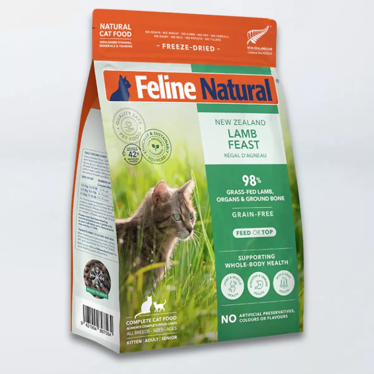 Feline Natural Freeze Dried Cat Food – Lamb Feast – 11oz Bag