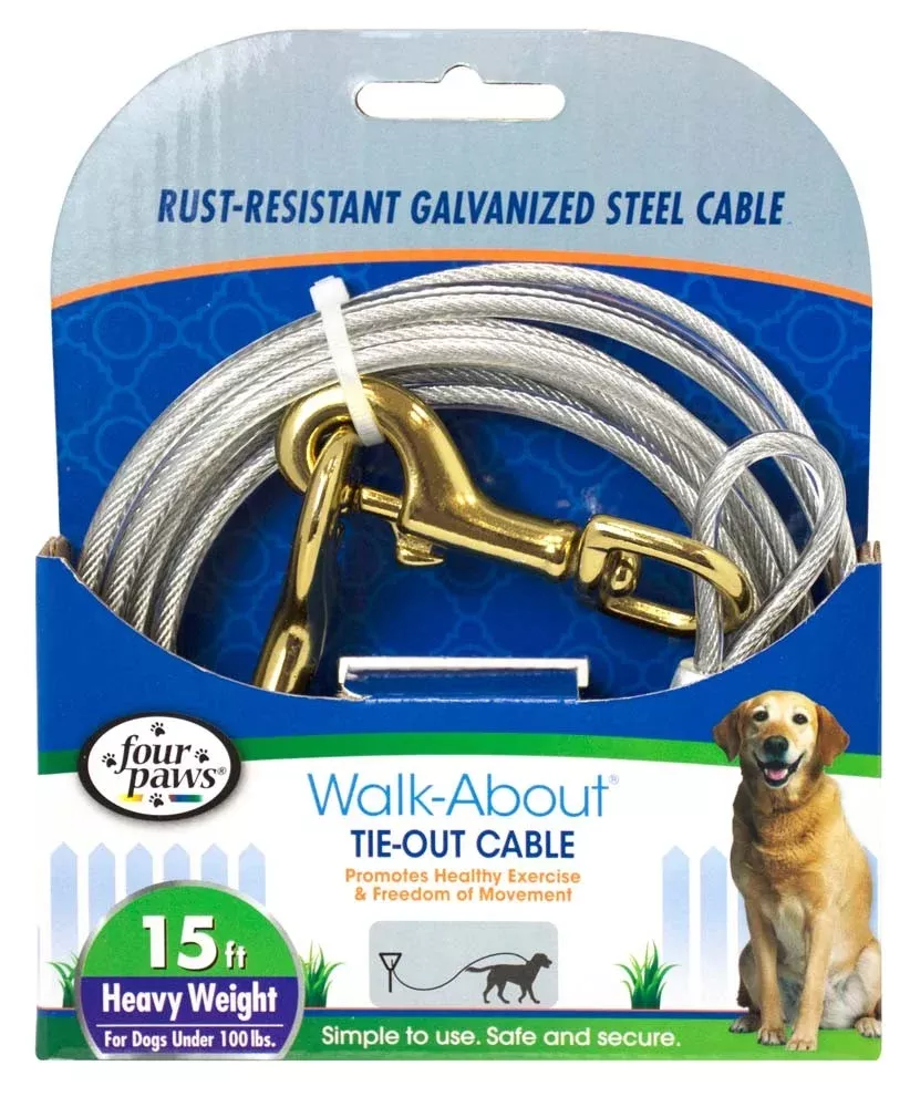 Four Paws Heavy Weight Tie-Out Cable Silver 15'
