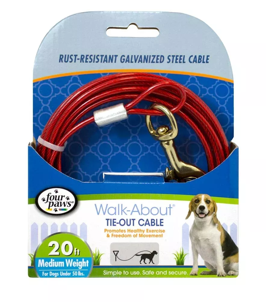 Four Paws Medium Weight Tie-Out Cable Red 20'