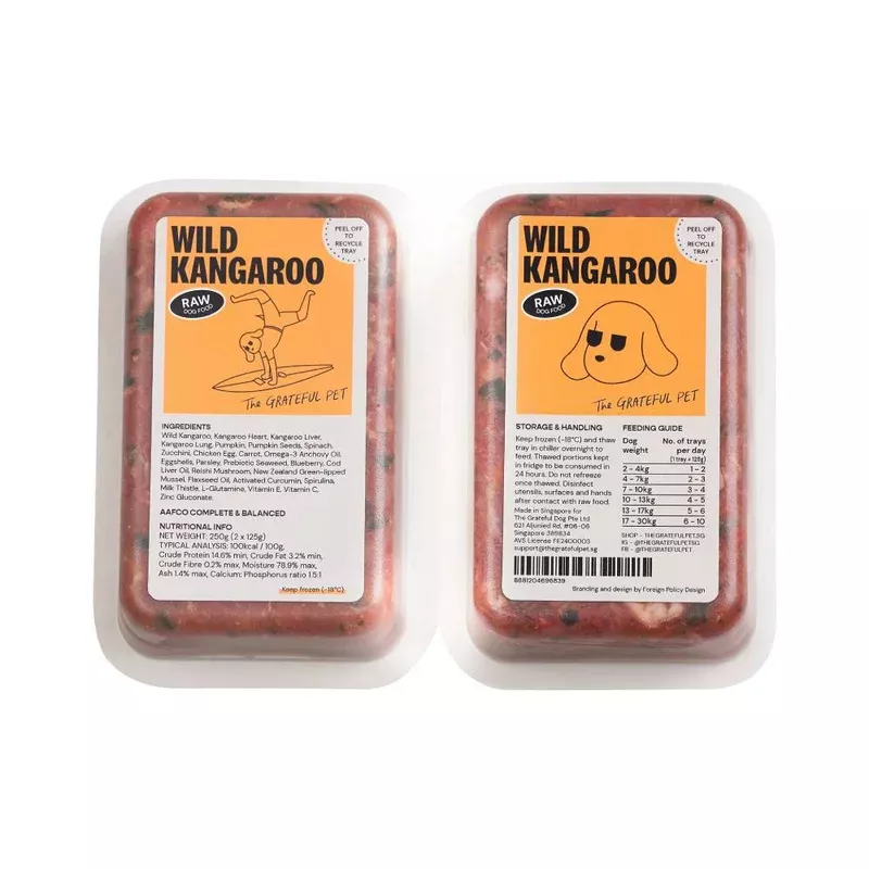 *FROZEN* The Grateful Pet Dog Raw Wild Kangaroo 250g (125g x 2)