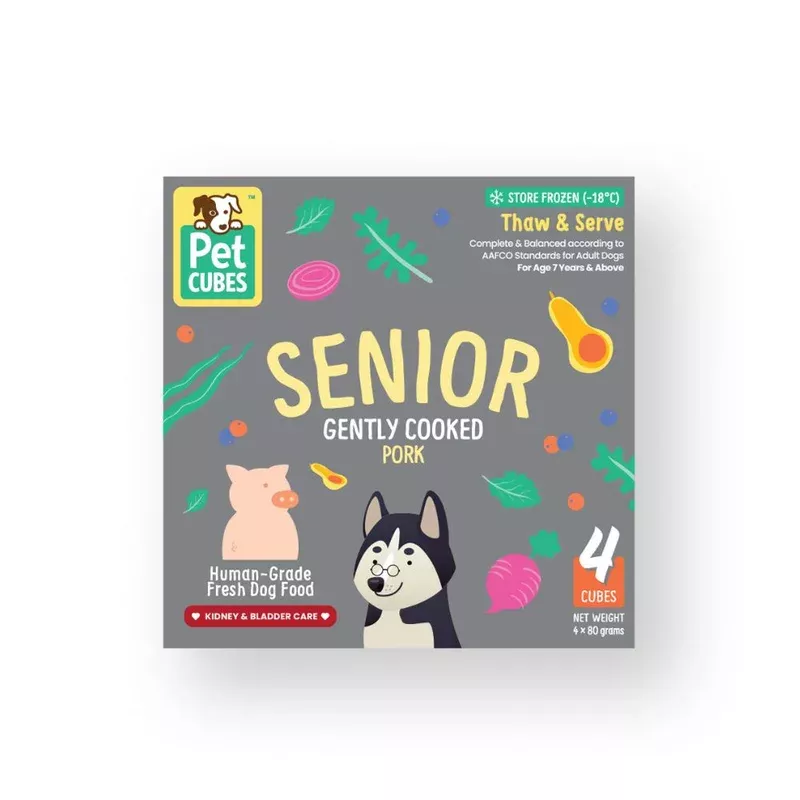 *FROZEN* PetCubes Dog Senior Gently Cooked Pork 2.24kg (7 x 320g)