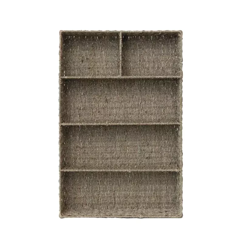 Hand-Woven Seagrass Basket with 5 Sections, Natural