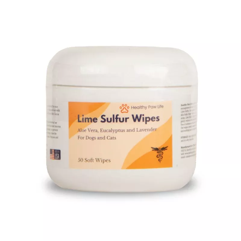 Healthy Paw Lifes Lime Sulfur Wipes (50 ct, 2″ Skin Soothe Wipes)