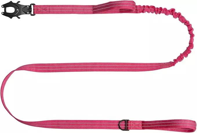 ICEFANG Tactical Dog Leash,K9 Training Walking Bungee Lead with 2 Control Handle,Heavy Duty Quick Release Metal Clasp,for Medium Large Breed (Reflective Green, 6 FT)