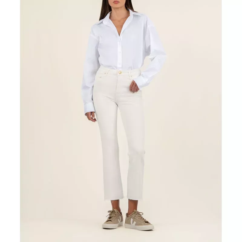 Kelsey Raw Hem High Waist Ankle Flare Jeans