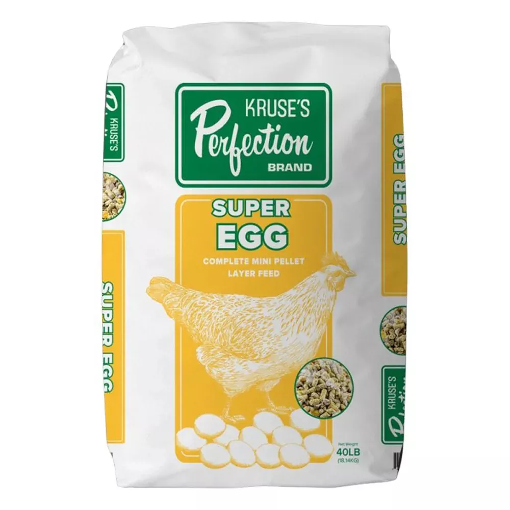 Kruse’s Perfection Super Egg Complete Layer Feed for Chickens – Mini Pellets – 40lb Bag