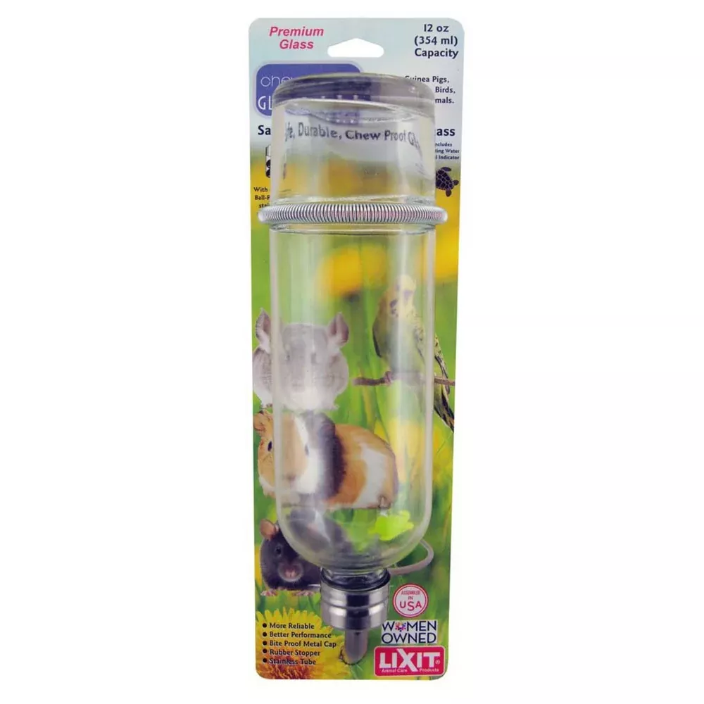 Lixit, Lixit Chew Proof Glass Bottle for Small Animals, Clear,12 Ounces