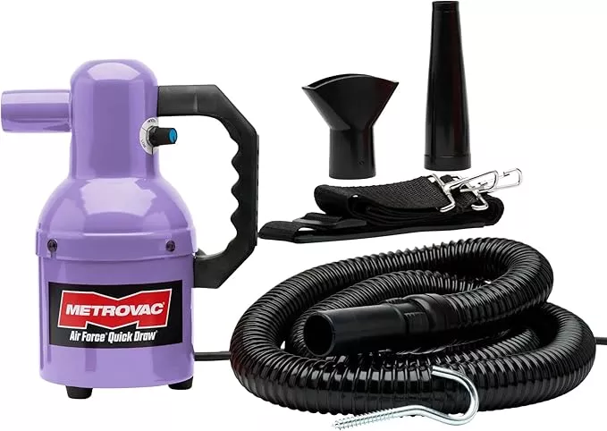 METROVAC Quick Draw Compact Pet Dryer - Pet Hair Remover - Cosmic Purple & Variable Speed