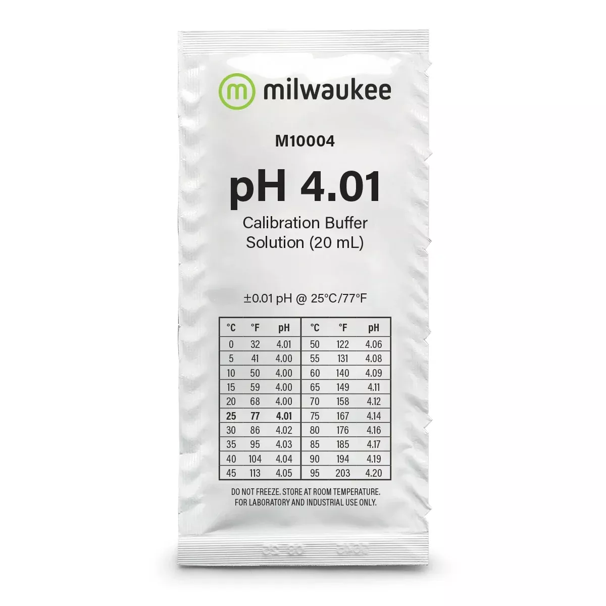 Milwaukee 4.01 pH Calibration Fluid – 1 Packet 4.01 pH Buffer Solution – 10 Pack