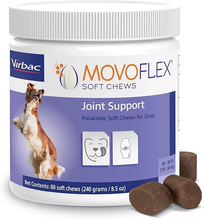 MOVOFLEX Soft Chews Hip and Joint Support Supplement for Dogs for Medium Dogs – 60 Count By Virbac