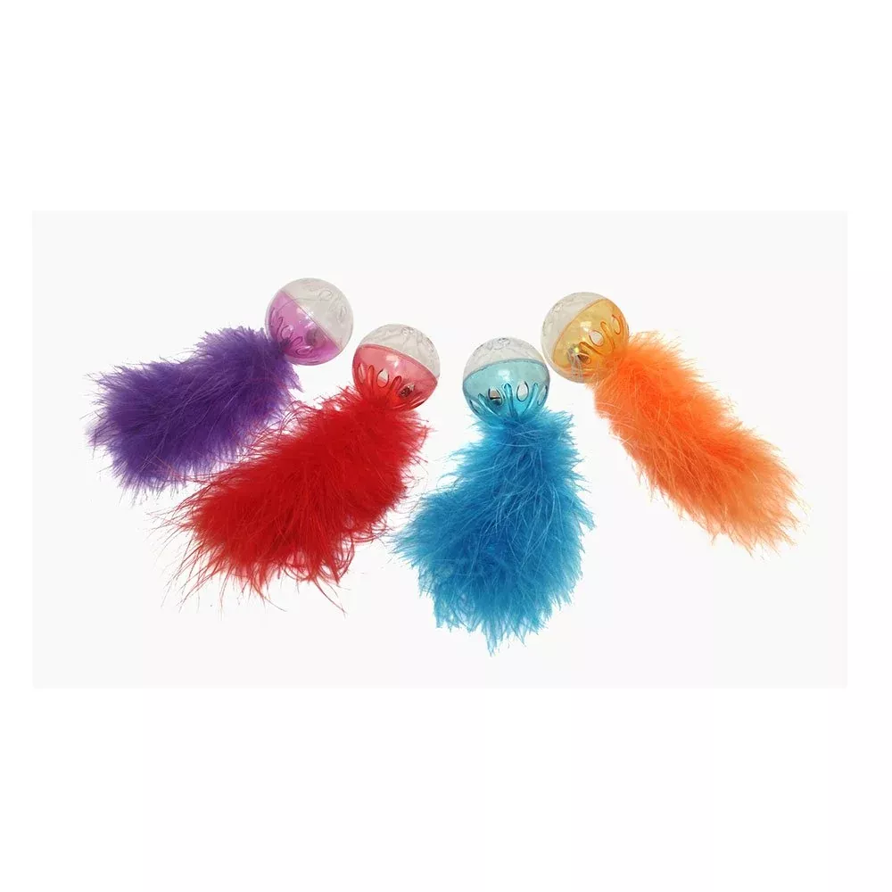 Multipet Lattice Ball With Feather Cat Toy