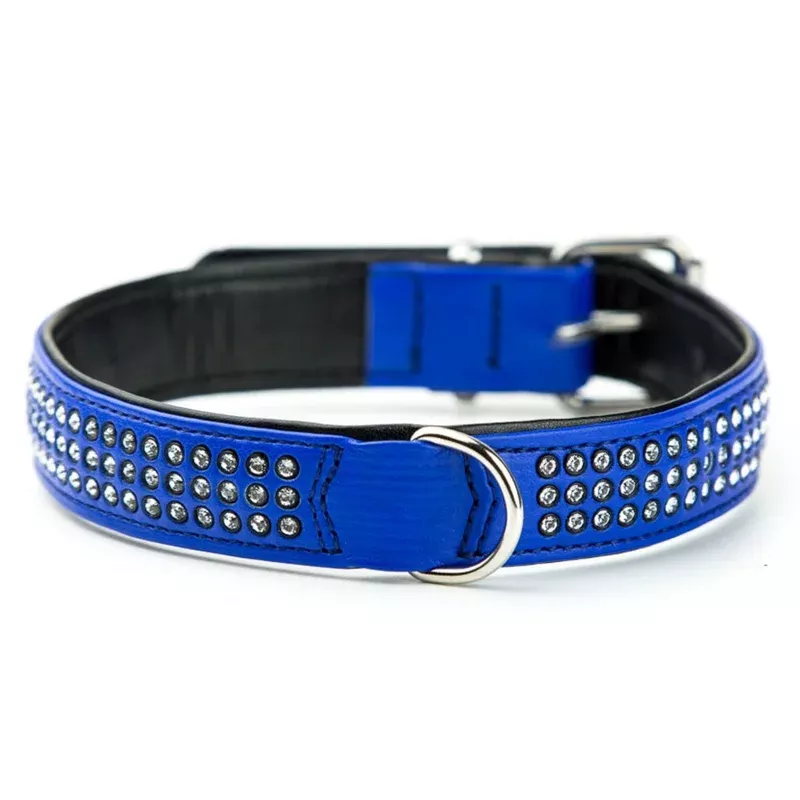 Nobby Double Back Swarovski Crystal Collar for Dogs – Dark Blue – 17mmx42cm